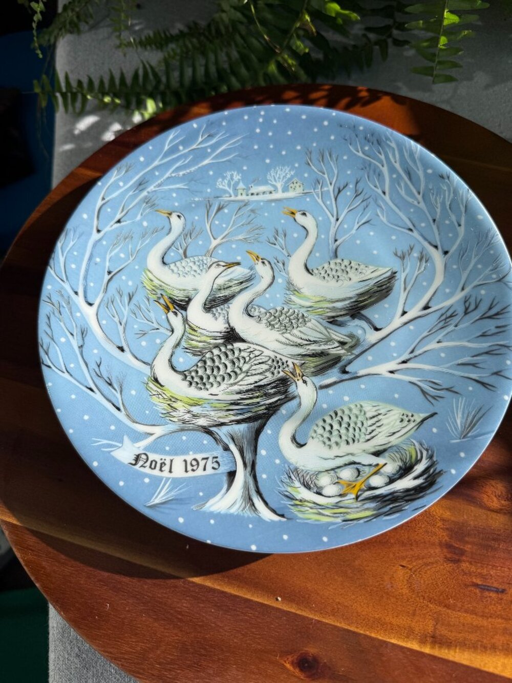 Vintage 1975 Christmas "Six Geese A Laying" Plate by Remy Hetreau